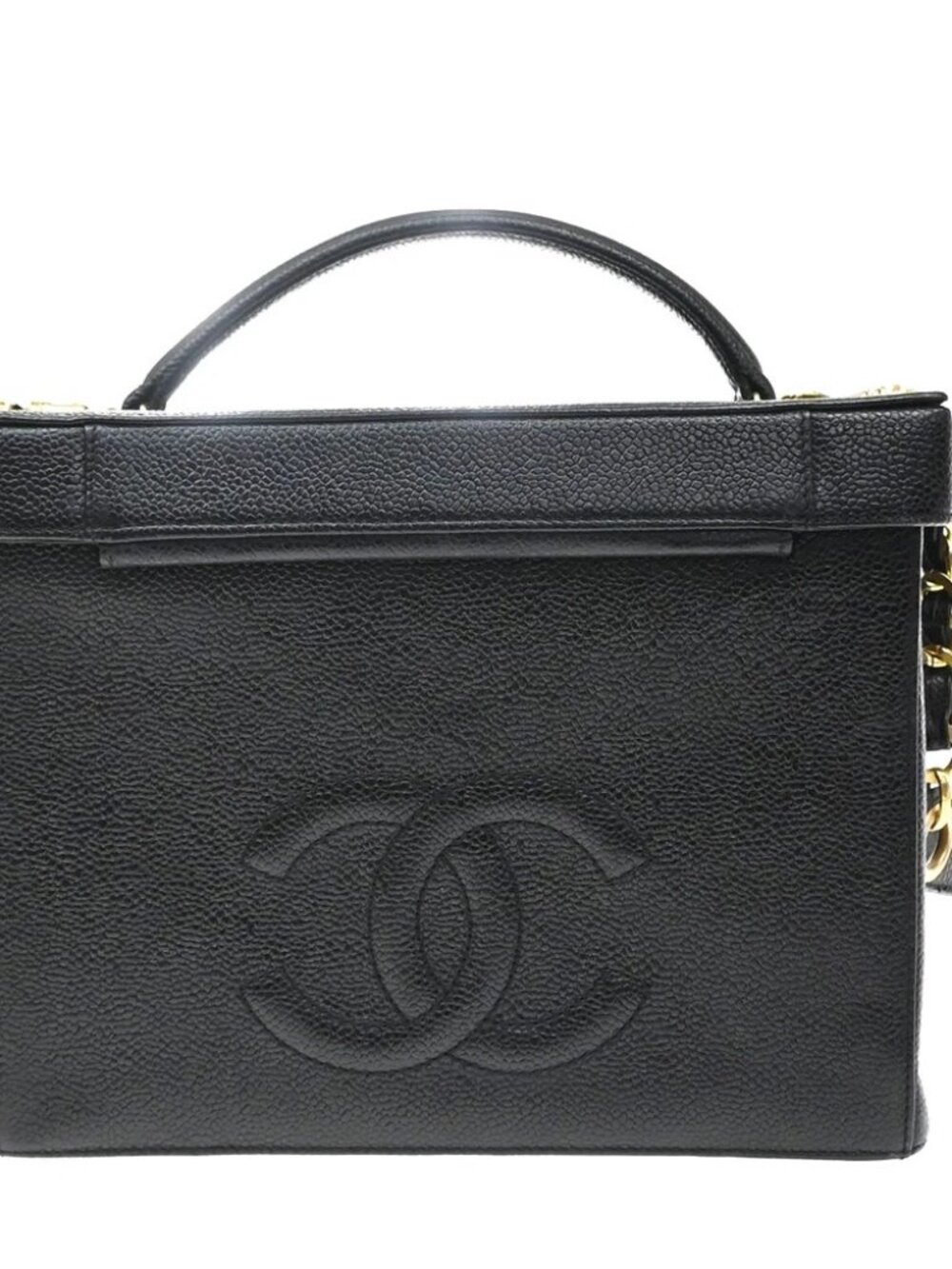 CHANEL CC Logo 2Way Vanity Bag Box Grained Calfskin Leather BK Vintage - Picture 4 of 16